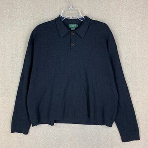 🚨⛔️SOLD⛔️🚨 J Crew 100% Merino Wool Sweater Size XL Mens Black Polo Pullover Knit